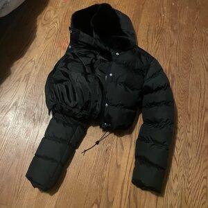 Cropped black winter coat